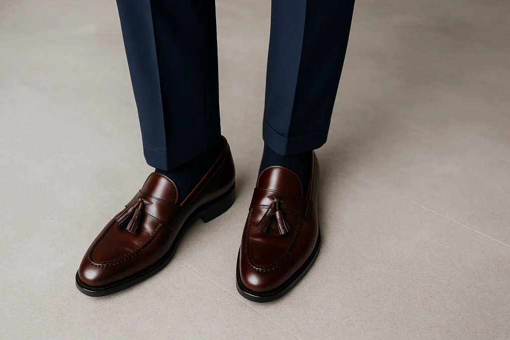 Zapatos castellanos con traje clásico